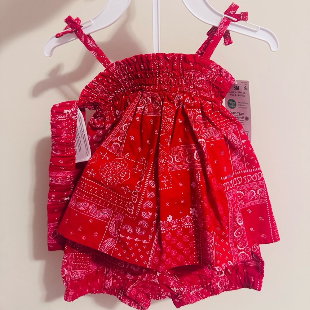 OshKosh B'gosh Red Bandana Print Bubble Set - Kids Outfit